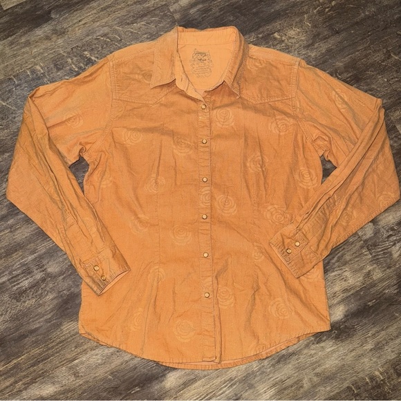 Vintage Tops - Women's Orange Button Down Shirt